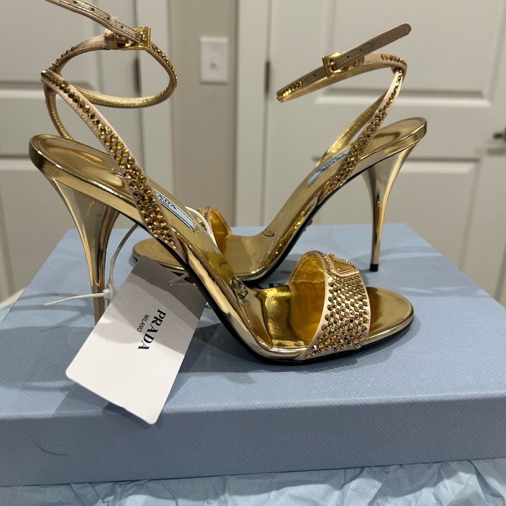 Prada Gold Strappy Heels